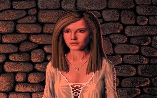 Defender of the Crown (Amiga) screenshot: The Saxon lady Rebecca.