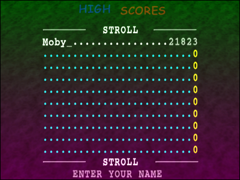 AxySnake (Windows) screenshot: High score screen