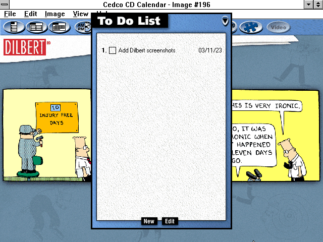 Dilbert: Not Just A Calendar (Windows 3.x) screenshot: Using the to do list