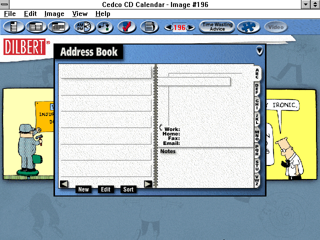 Dilbert: Not Just A Calendar (Windows 3.x) screenshot: The address book