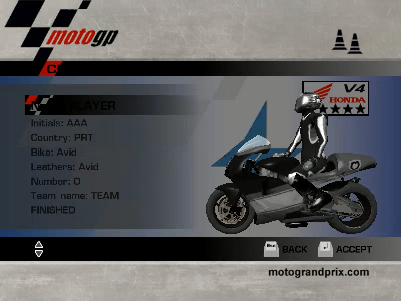 MotoGP: Ultimate Racing Technology (Windows) screenshot: Create player