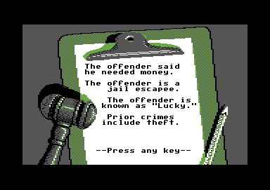 Crime and Punishment (Commodore 64) screenshot: We all need money....