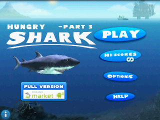 Hungry Shark: Part 3 (Android) screenshot: Main menu (free version)