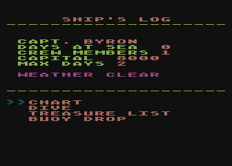 Mar Tesoro (Atari 8-bit) screenshot: Just left the port.