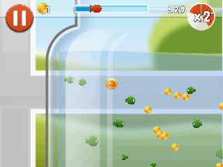 Grow (Android) screenshot: Coins appear after a fish is eaten