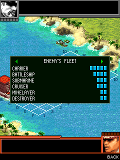 Naval Battle: Mission Commander (J2ME) screenshot: Showing enemy's fleet