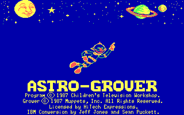 Astro-Grover (DOS) screenshot: Title Screen