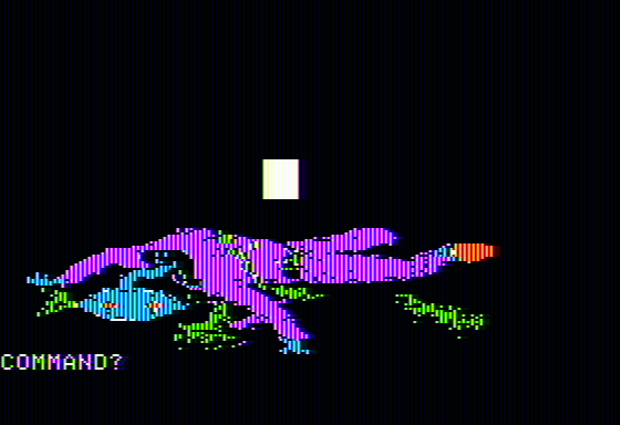 Caves of Olympus (Apple II) screenshot: Encountering a dead alien