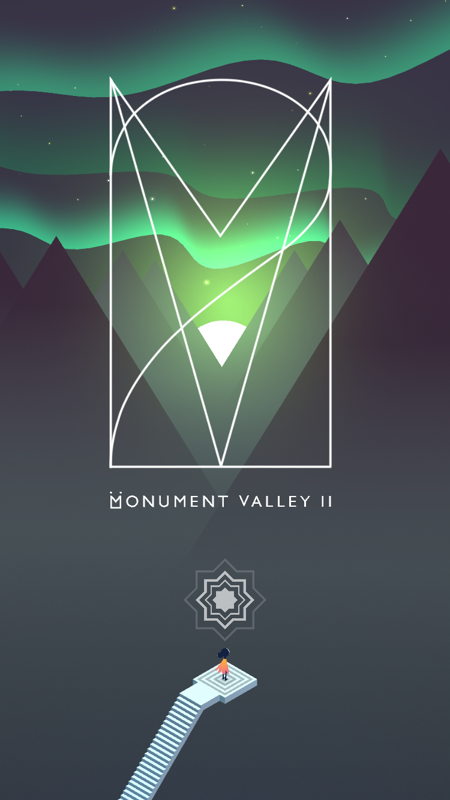 Monument Valley 2 (iPhone) screenshot: Stylized title from the first level.