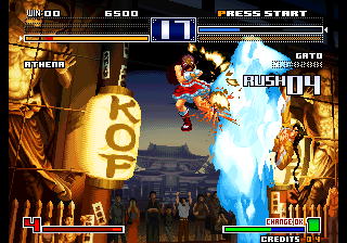 The King of Fighters 2003 (Arcade) screenshot: Special move in the air.