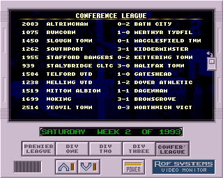 Premier Manager 2 (Amiga) screenshot: Round results