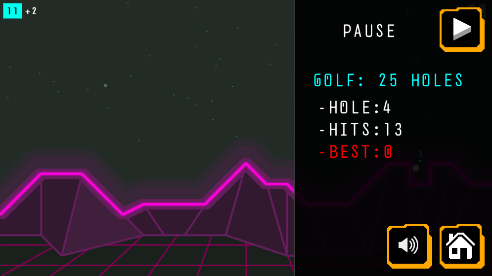 Arcade Golf Neon (Browser) screenshot: After each 1 or 2 holes the game pauses to display an advertisement