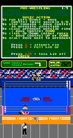 Pro Wrestling (Arcade) screenshot: Pinned down.