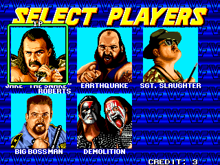 WWF WrestleFest (Arcade) screenshot: Tag Match: Can't seperate Demolition.