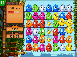 Fluffy Birds (Android) screenshot: Eggs hatch and small birds take their place