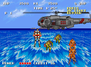 S.P.Y. Special Project Y (Arcade) screenshot: Keep blasting the helicopter.