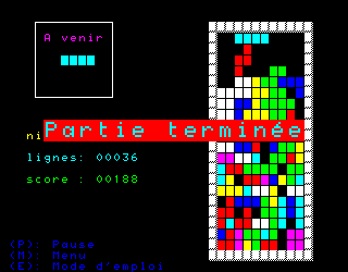 Tetris (Philips VG 5000) screenshot: Game over