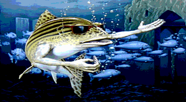 Fish (DOS) screenshot: Title screen (EGA)