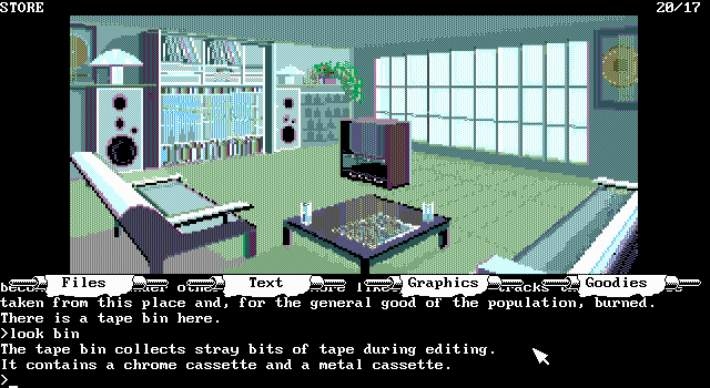 Fish (DOS) screenshot: Rummaging around in the studio (EGA)