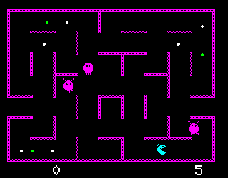 K.C. Munchkin! (Philips VG 5000) screenshot: A power pill has turned the nasties into a delicious purple