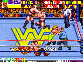 WWF WrestleFest (Arcade) screenshot: Take your partner by the hand.