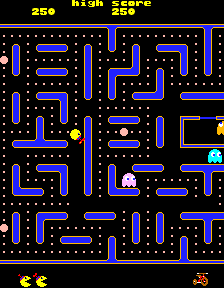 Jr. Pac-Man (Arcade) screenshot: Eat the pills.