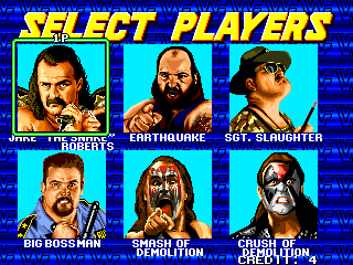WWF WrestleFest (Arcade) screenshot: Battle Royal: You can select one of the Demolition.