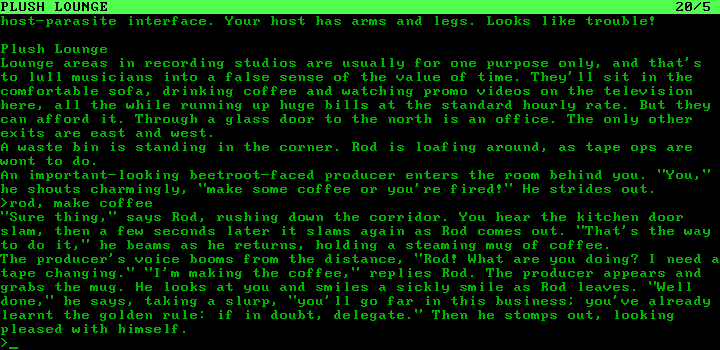 Fish (DOS) screenshot: If in doubt, delegate (text mode)