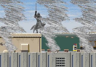 Shadow Dancer (Arcade) screenshot: Tornado's effect