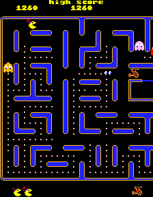 Jr. Pac-Man (Arcade) screenshot: The Dead Ghost's eyes return to base.