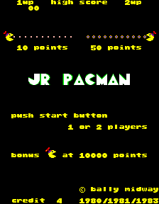 Jr. Pac-Man (Arcade) screenshot: Title Screen.