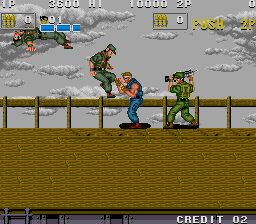 P.O.W.: Prisoners of War (Arcade) screenshot: Roof fight