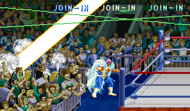 Saturday Night Slam Masters (Arcade) screenshot: Making an entrance.