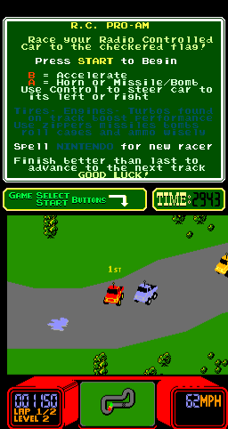 R.C. Pro-Am (Arcade) screenshot: In the lead again.