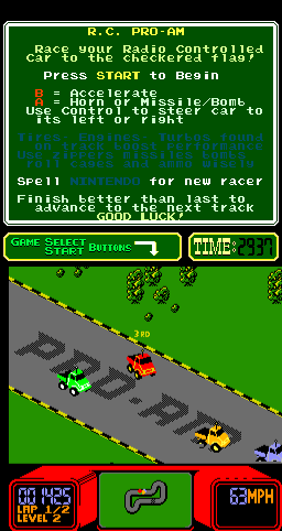 R.C. Pro-Am (Arcade) screenshot: Overtaking.