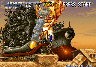Metal Slug 2: Super Vehicle - 001/II (Arcade) screenshot: Big bullet