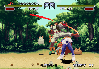 Galaxy Fight: Universal Warriors (Arcade) screenshot: Rolf's hard kick