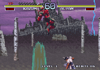 Galaxy Fight: Universal Warriors (Arcade) screenshot: Death from above