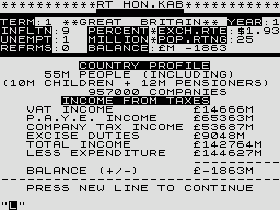 Great Britain Limited (ZX81) screenshot: Country profile