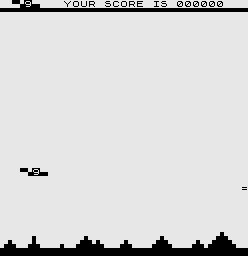 QS Defender (ZX81) screenshot: Starting out