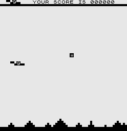 QS Defender (ZX81) screenshot: Encounter with enemy