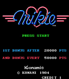 Mikie (Arcade) screenshot: Title screen