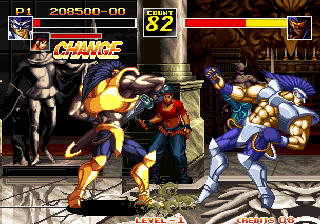 Kizuna Encounter: Super Tag Battle (Arcade) screenshot: Fight with boss