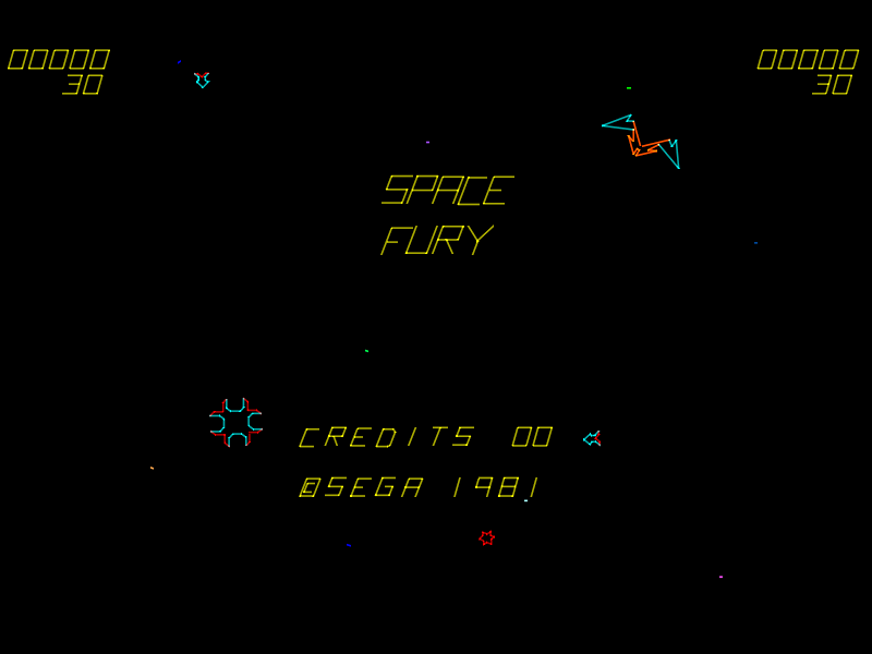 Space Fury (Arcade) screenshot: Title screen / attract mode