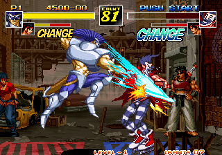 Kizuna Encounter: Super Tag Battle (Arcade) screenshot: Powerful attack