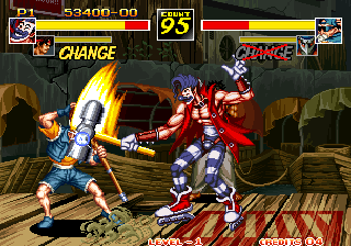 Kizuna Encounter: Super Tag Battle (Arcade) screenshot: Hammer time!