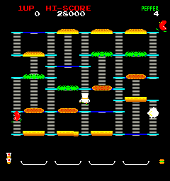 BurgerTime (Arcade) screenshot: First level
