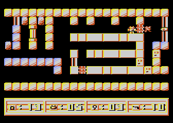 3d24 (Atari 8-bit) screenshot: Chest as a shield against cannon
