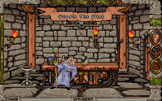 Conan: The Cimmerian (Amiga) screenshot: A merchant's place.