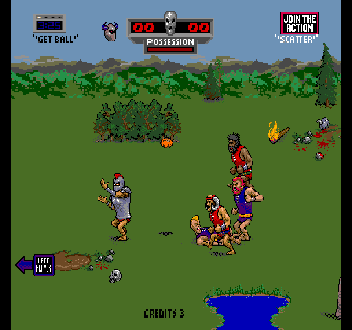 Pigskin 621 AD (Arcade) screenshot: Ball bouncing around.